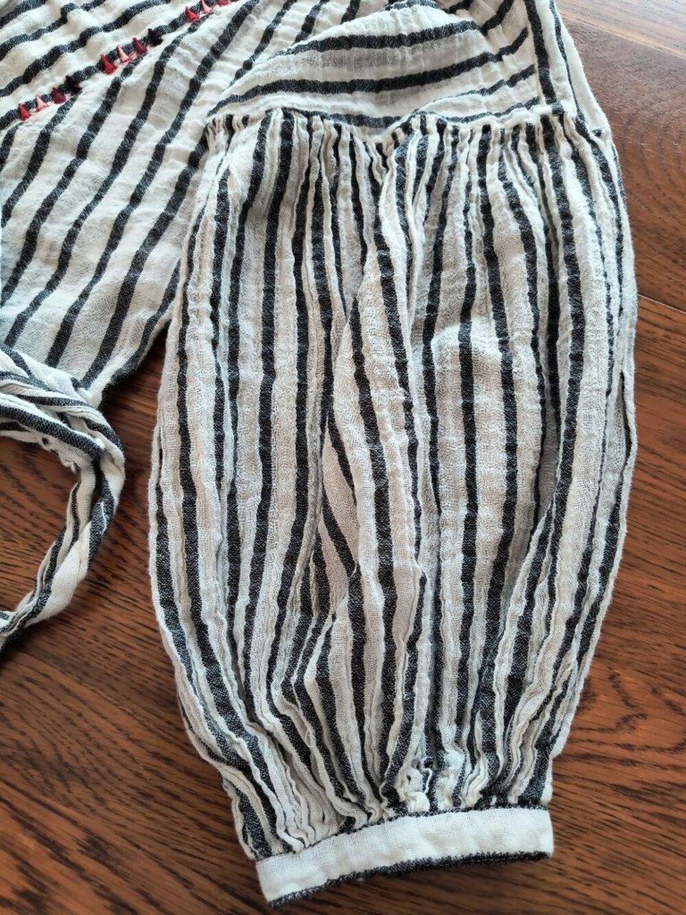 Altrd State S Gray White Stripe Wrap Crop Top Half Sleeve Gauze - Picture 5 of 5